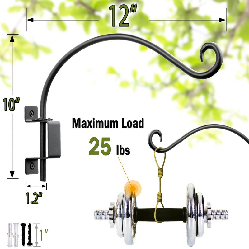 Lifyzoon Swivel Bird Feeder Hanger Hook: 12-Inch Swivel Hanging Plant Bracket for Outdoor, 25lb Weight Capacity - Heavy Duty Bird Feeder Hangers Hooks for Heavy Plants, Wind Chimes, Birdhouse - Image 3